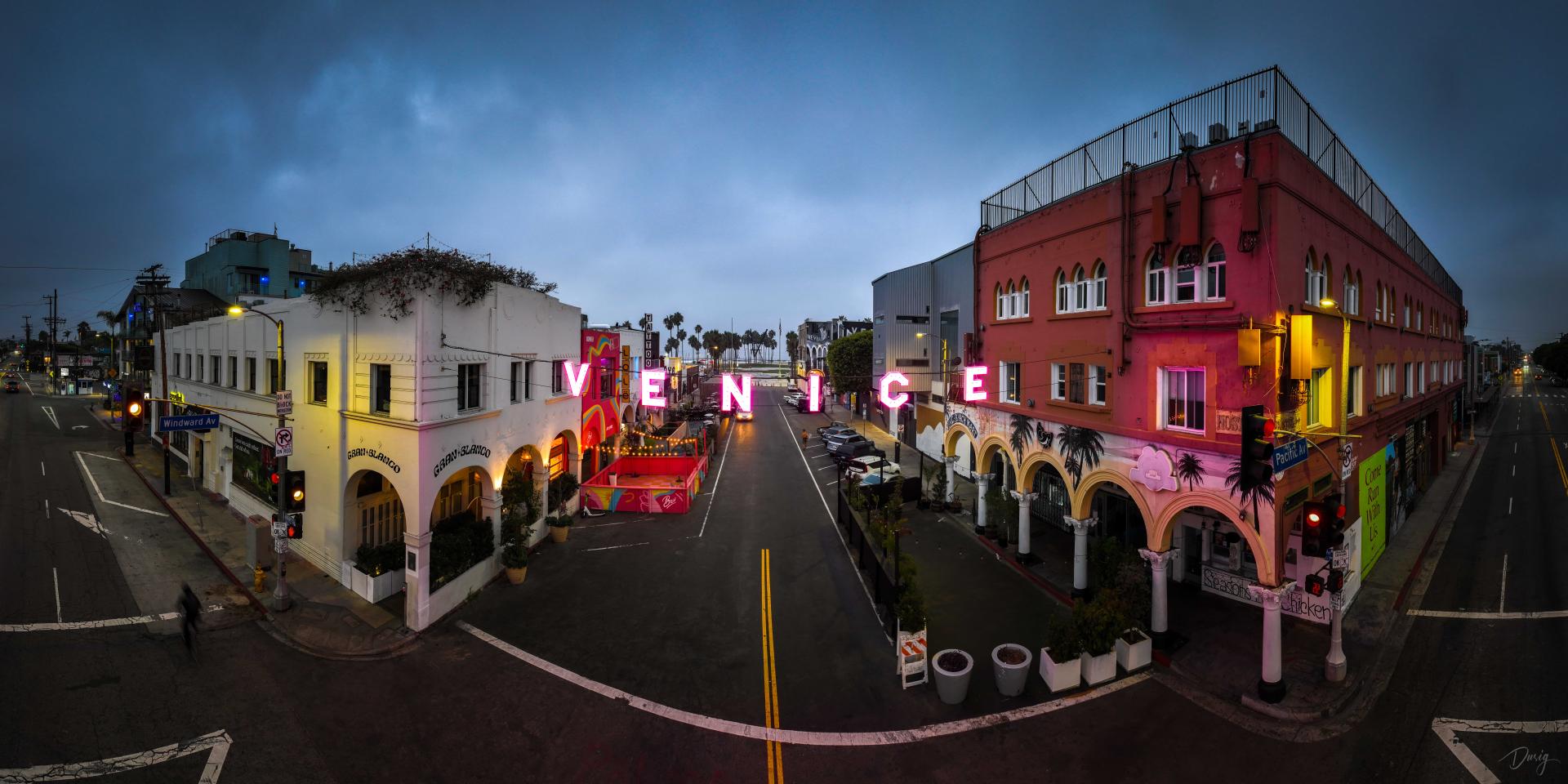 London Photography Awards Winner - Daybreak's Palette: Awakening the Venice Sign's Brilliance