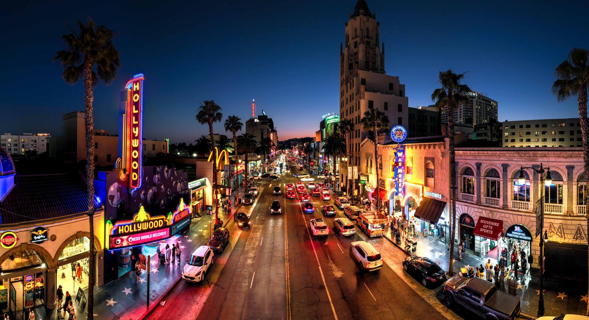 London Photography Awards Winner - Starry Street: Panoramic Sunset View of Hollywood