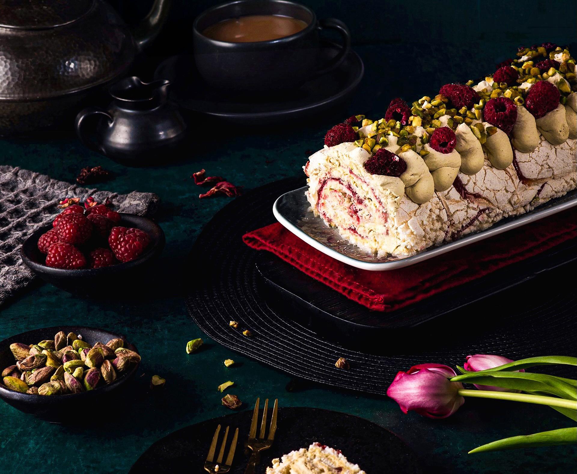 London Photography Awards Winner - Raspberry & Pistachio Roulade